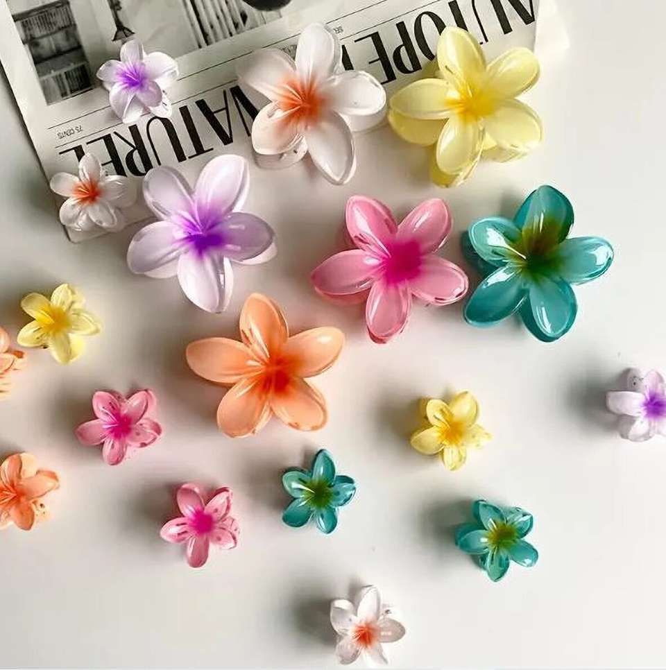 Tropical Plumeria Hair Flower Clips Multi-Color