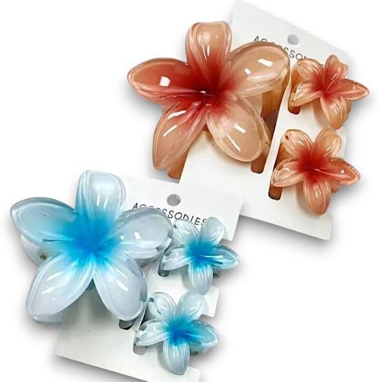 Tropical Plumeria Hair Flower Clips Multi-Color