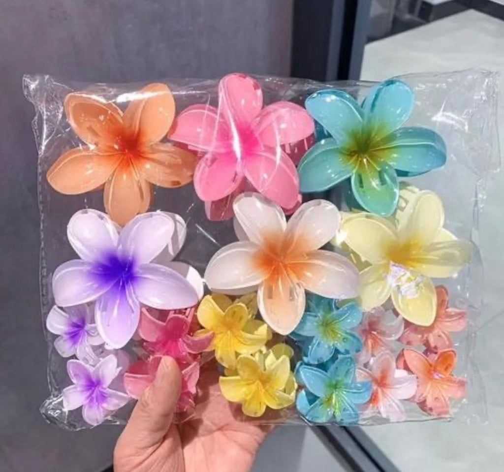 Tropical Plumeria Hair Flower Clips Multi-Color