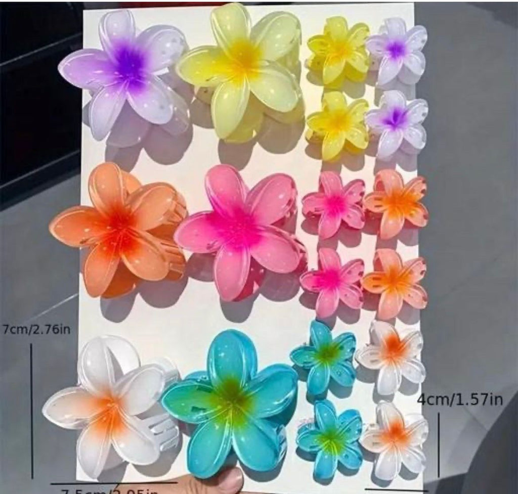 Tropical Plumeria Hair Flower Clips Multi-Color