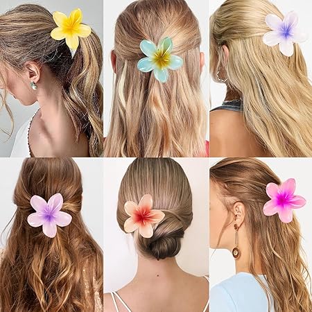 3pcs Hawaiian Flower Hair Claw Clips (Multicolor)