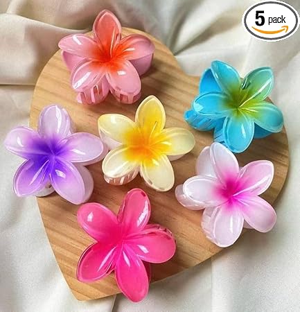 3pcs Hawaiian Flower Hair Claw Clips (Multicolor)