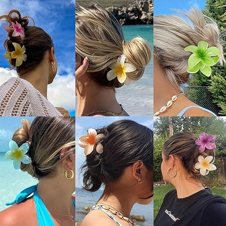 3pcs Hawaiian Flower Hair Claw Clips (Multicolor)