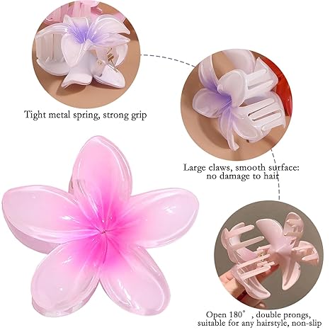 3pcs Hawaiian Flower Hair Claw Clips (Multicolor)